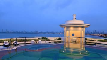 Outdoor pool, pool umbrellas