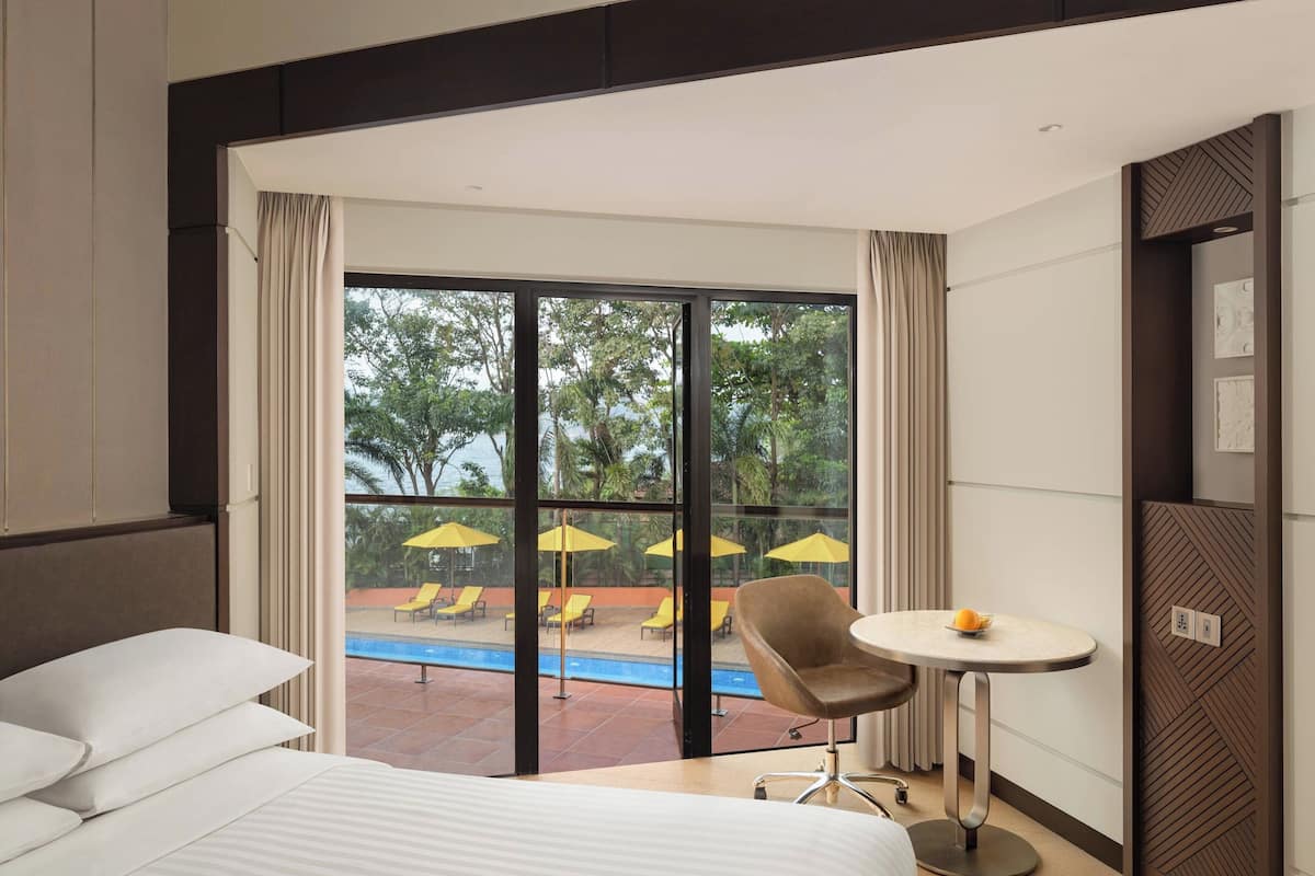 room, 2 queen beds, non smoking, pool view | view from room