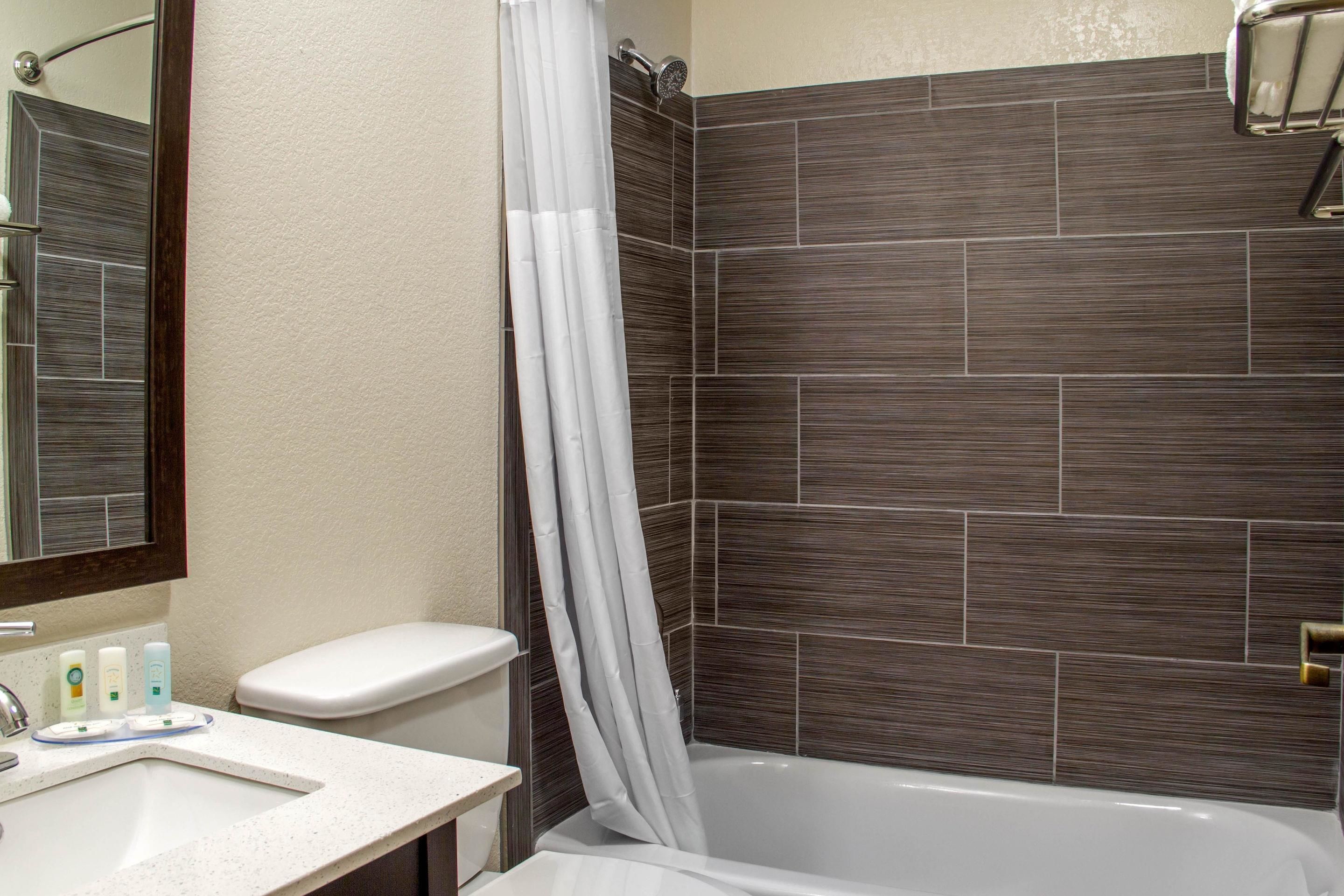 suite, 1 king bed, non smoking | bathroom | combined shower/bathtub, free toiletries, hair dryer, towels