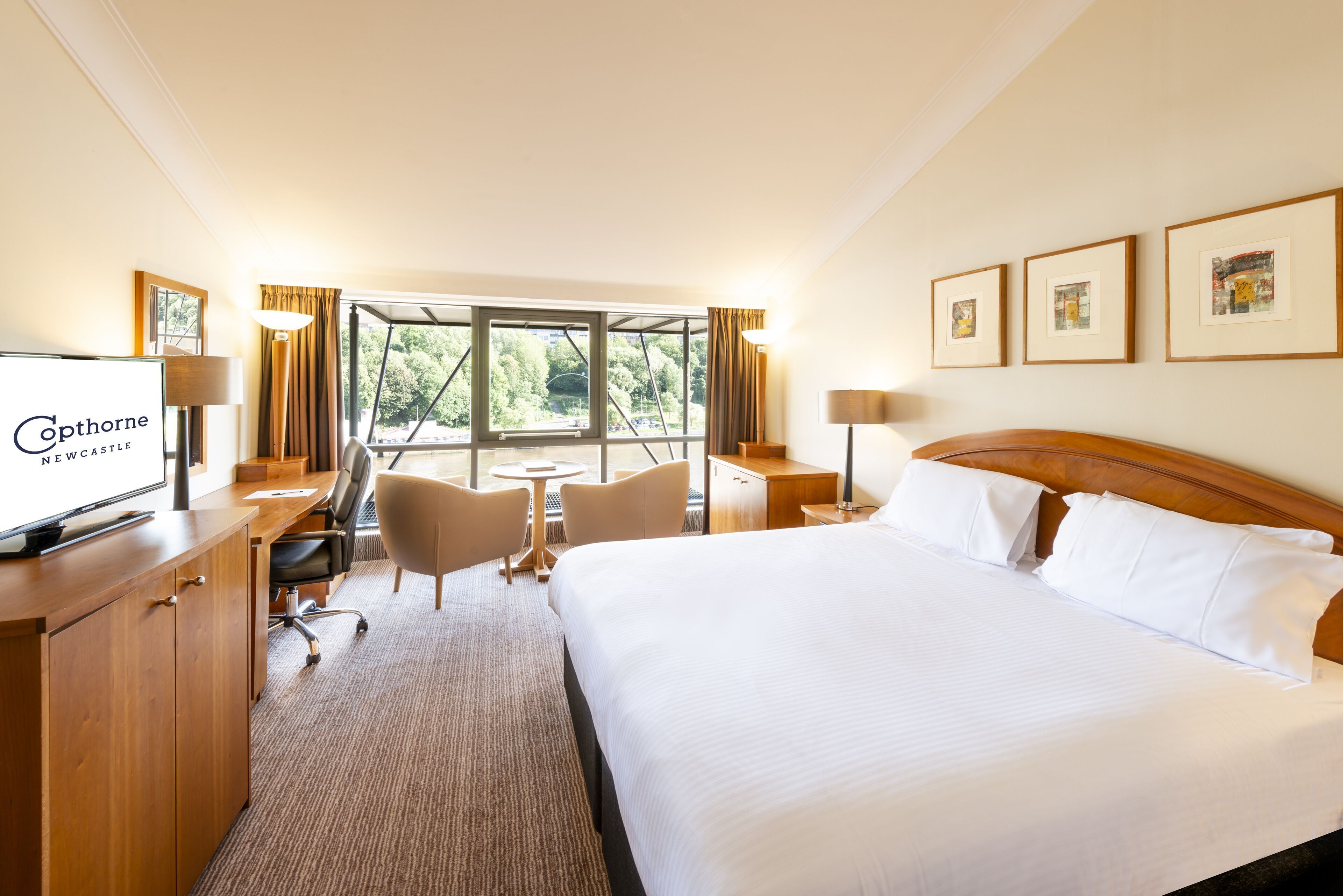 Värdeförvaringsskåp på rummet, skrivbord och arbetsyta för laptop