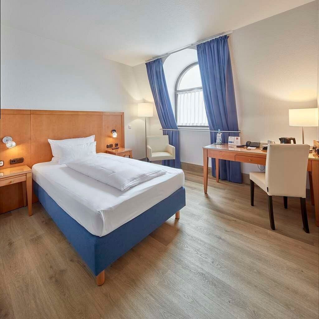 Hypo-allergenic bedding, desk, blackout curtains