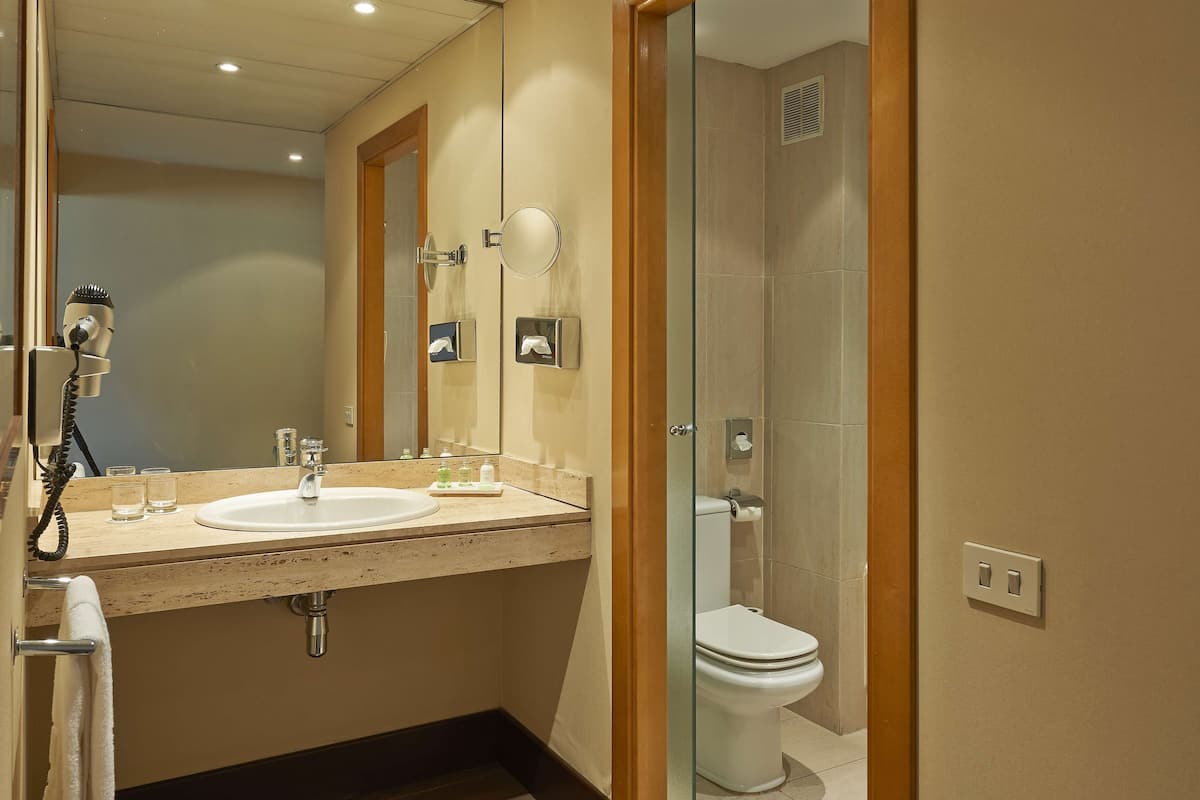 junior suite | bathroom | rainfall showerhead, eco-friendly toiletries, hair dryer, bathrobes
