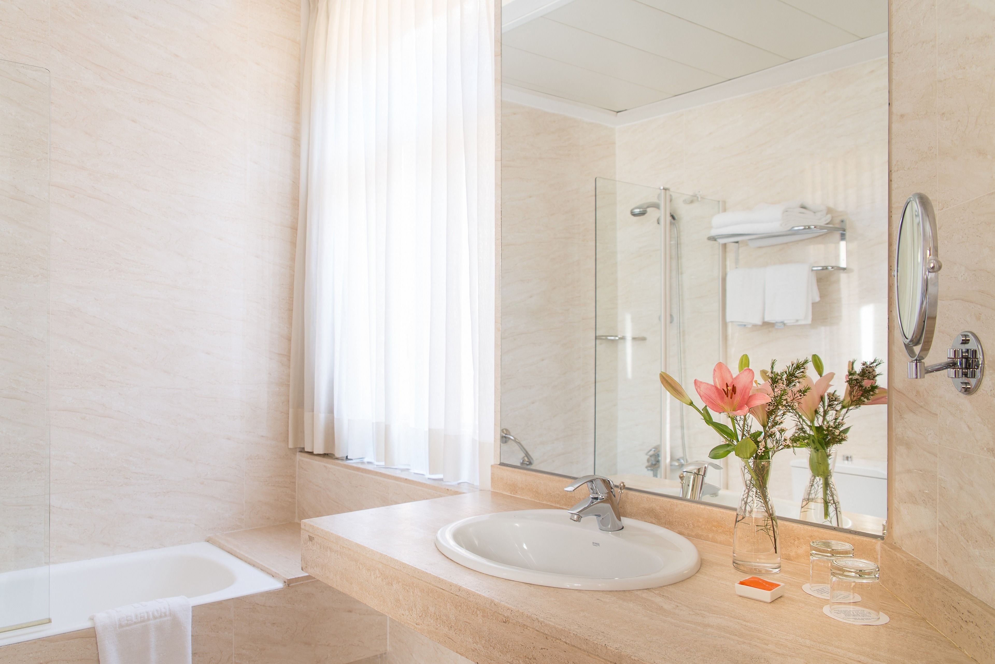 free toiletries, hair dryer, towels