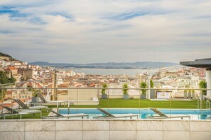 Outdoor pool, sun loungers
