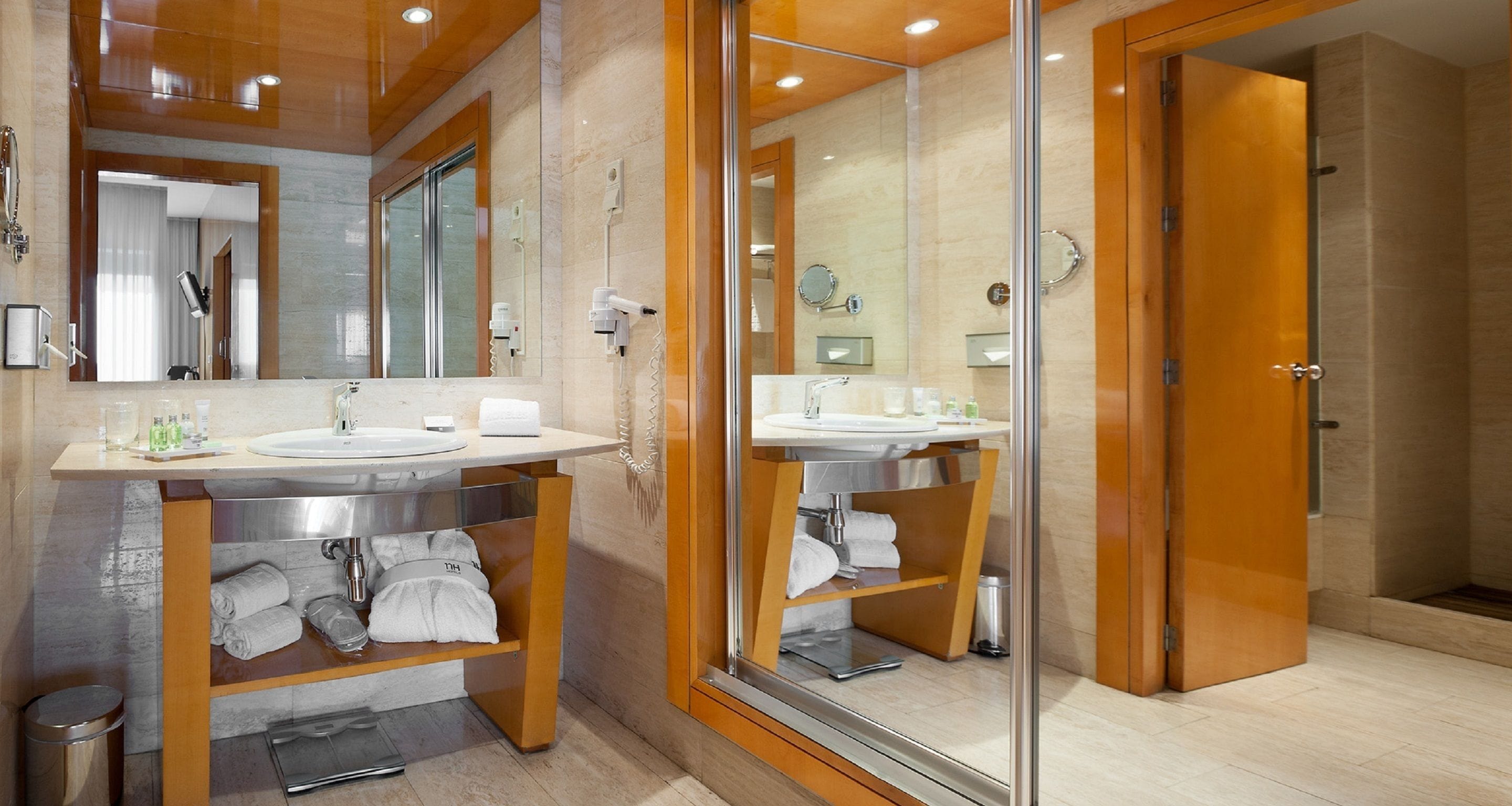 eco-friendly toiletries, hair dryer, bidet, towels