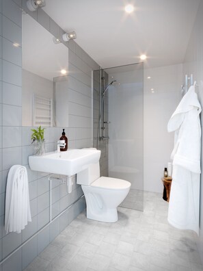 Loft Premium | Baño | Secador de pelo, toallas, jabón y champú