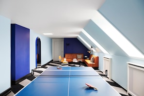 Flachbildfernseher, Tischtennisplatte