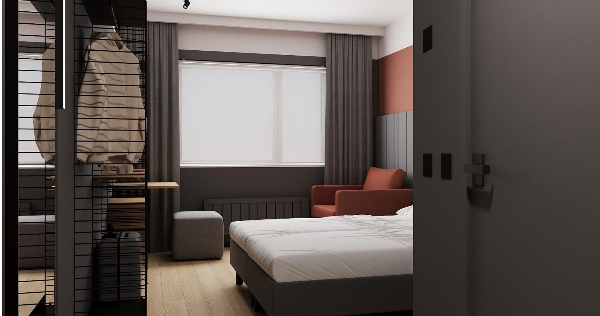 Tallelokero huoneessa, työpöytä, ilmainen Wi-Fi, vuodevaatteet