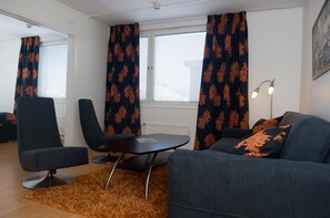 42-inch flat-screen TV with cable channels, TV