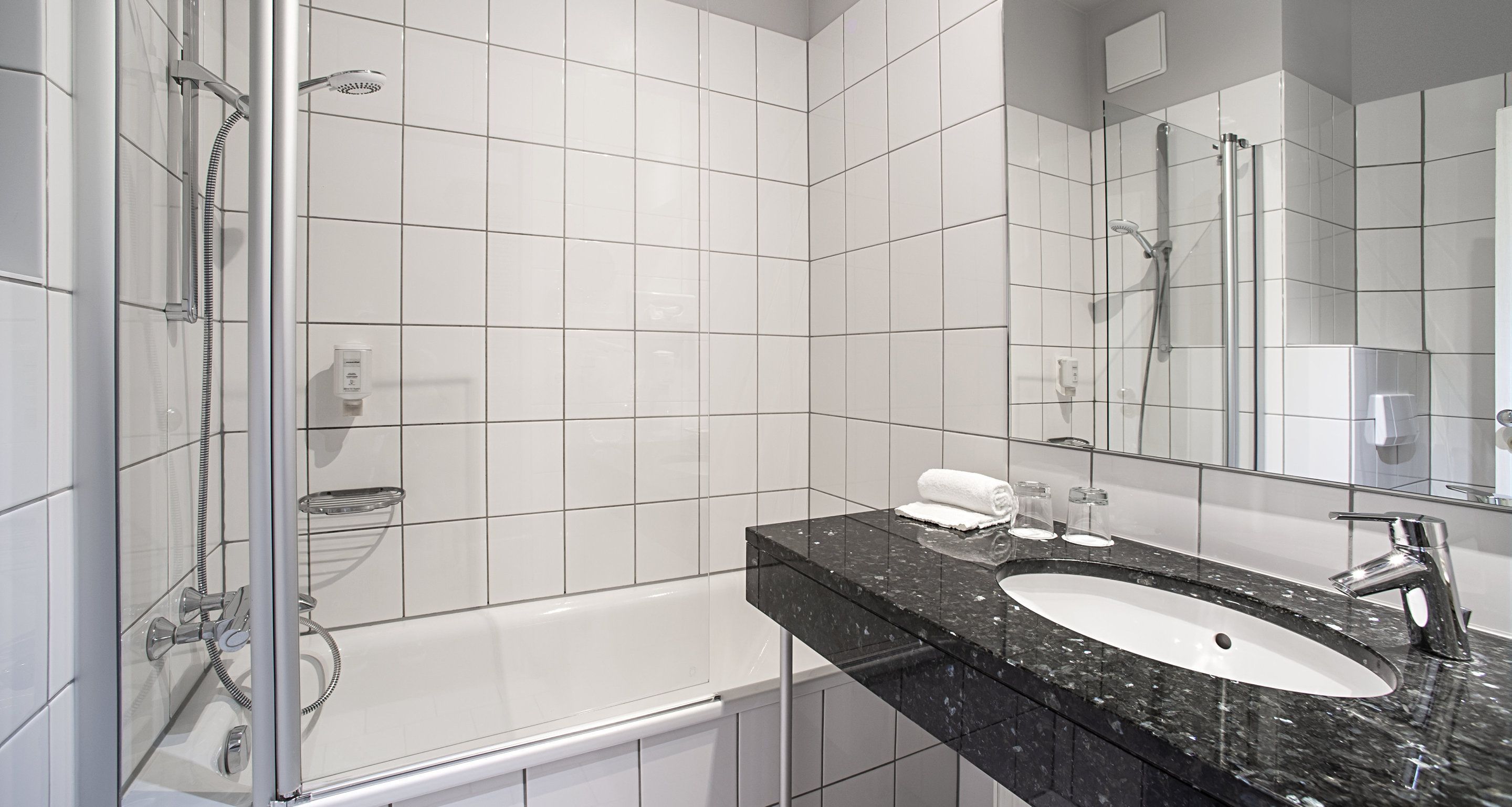 free toiletries, hair dryer, towels