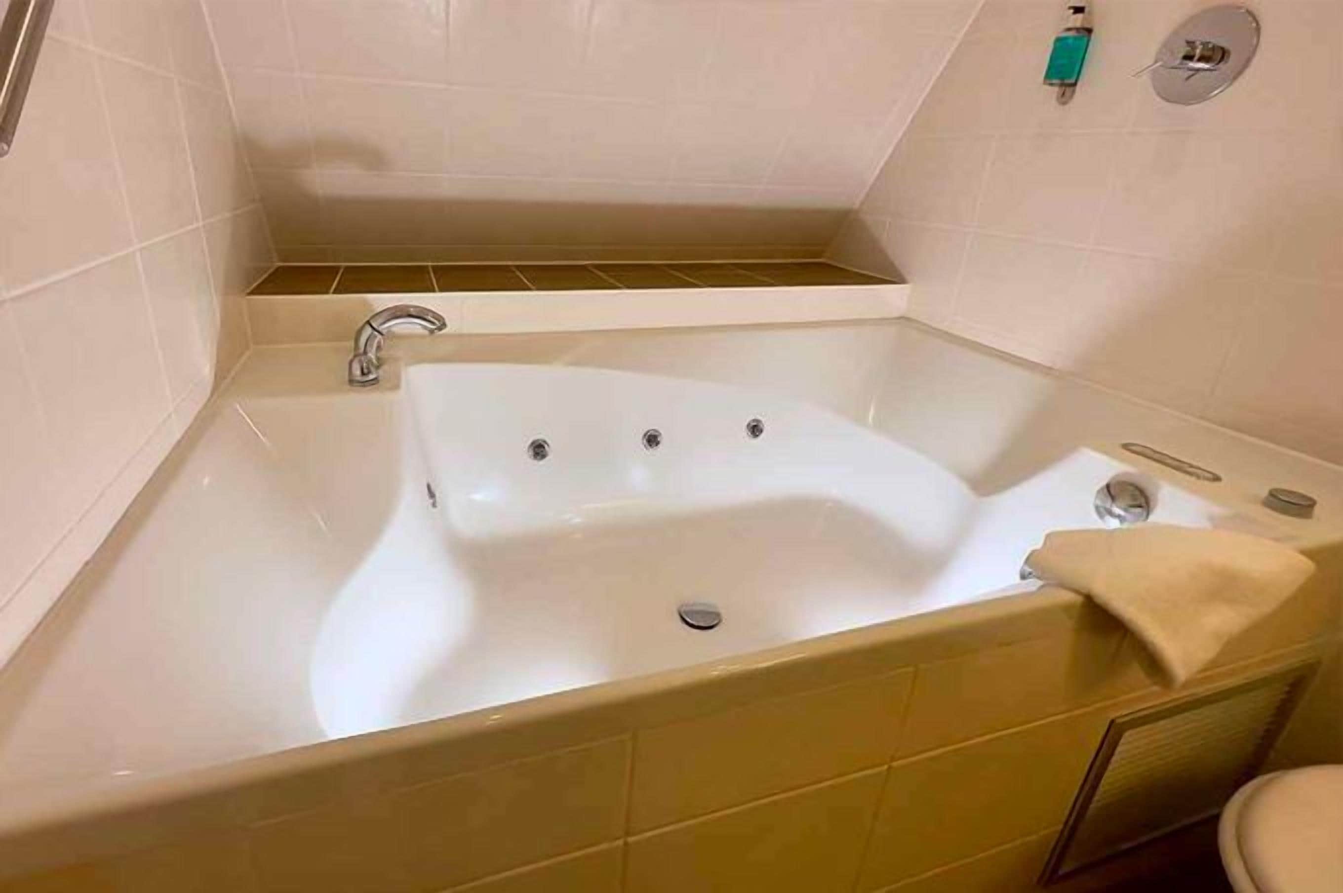 Une salle de bain avec une baignoire sur pieds, un porte-serviettes et des toilettes.