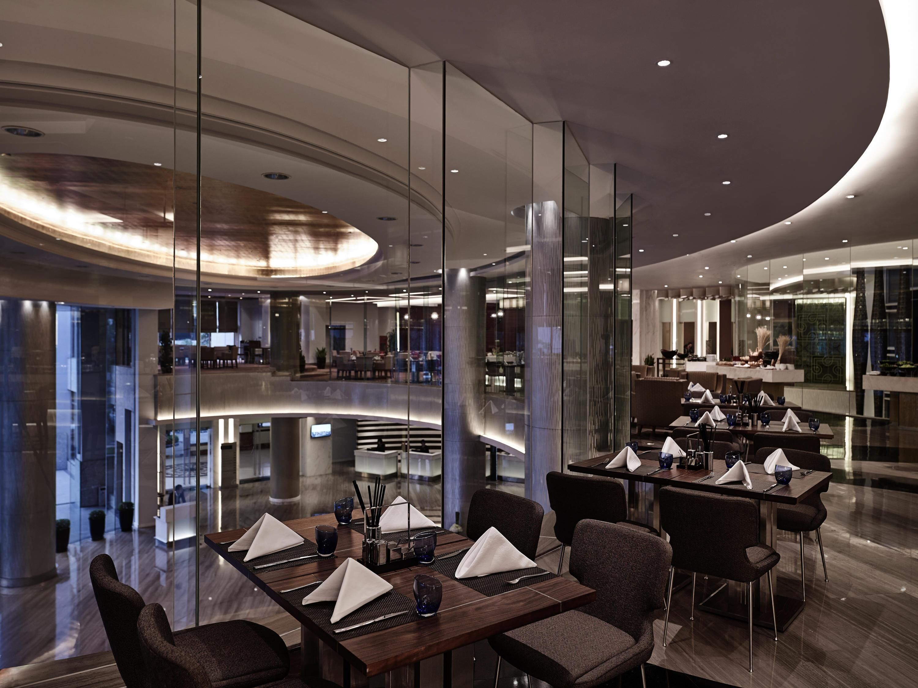 Breakfast, lunch, dinner served; international cuisine 