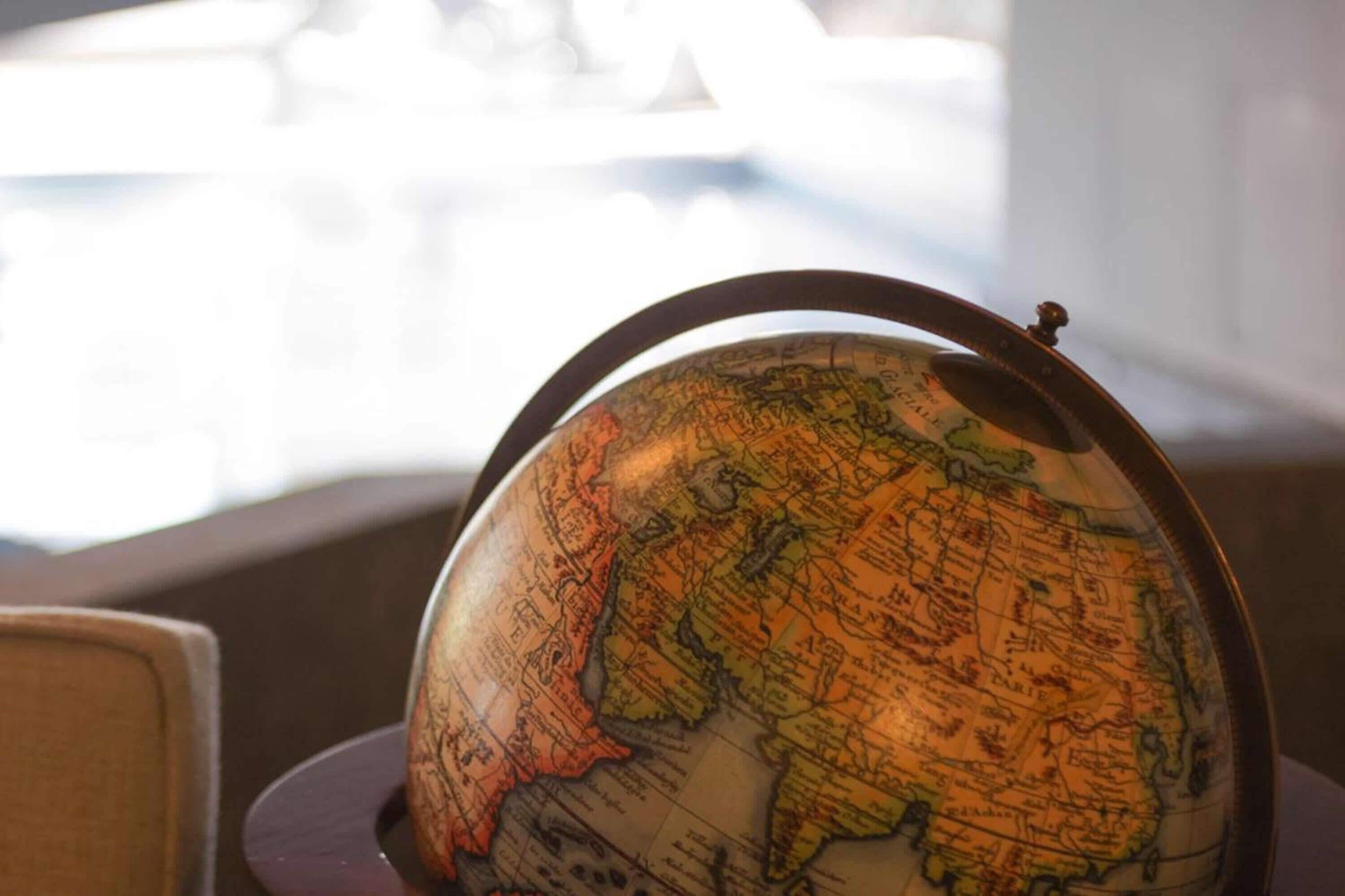 A globe on a stand.