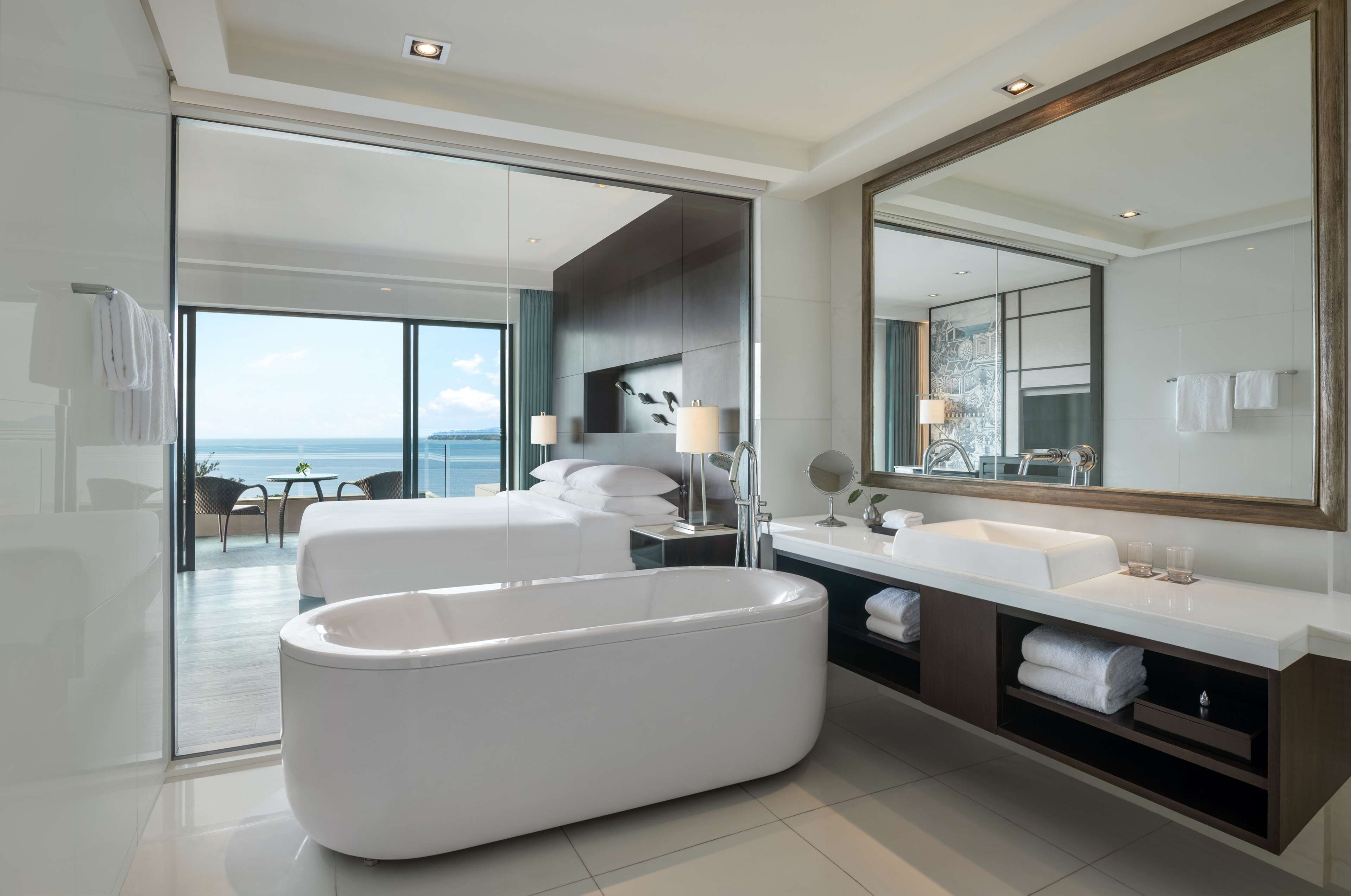 room, 1 king bed, ocean view | bathroom | separate bathtub and shower, deep-soaking bathtub, rainfall showerhead