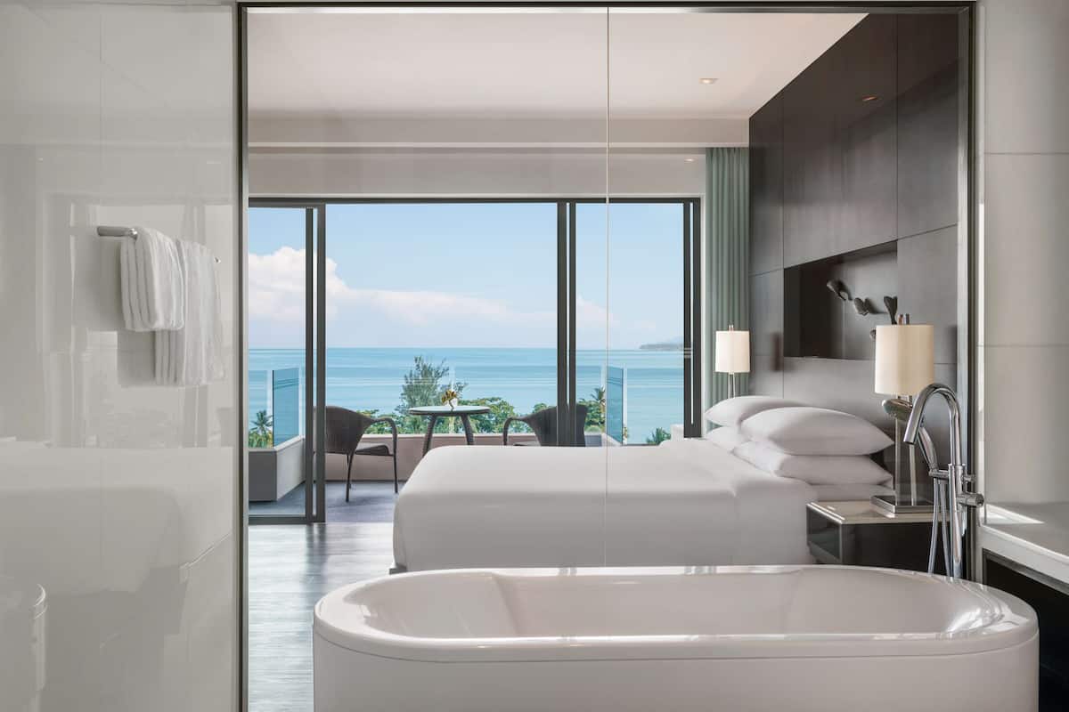 room, 1 king bed, ocean view | bathroom | separate bathtub and shower, deep-soaking bathtub, rainfall showerhead