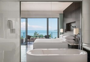 Room, 1 King Bed, Ocean View | Bathroom | Separate tub and shower, deep soaking tub, rainfall showerhead