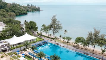 Utendørsbasseng, bassengtelt (inkludert) og bassengparasoller