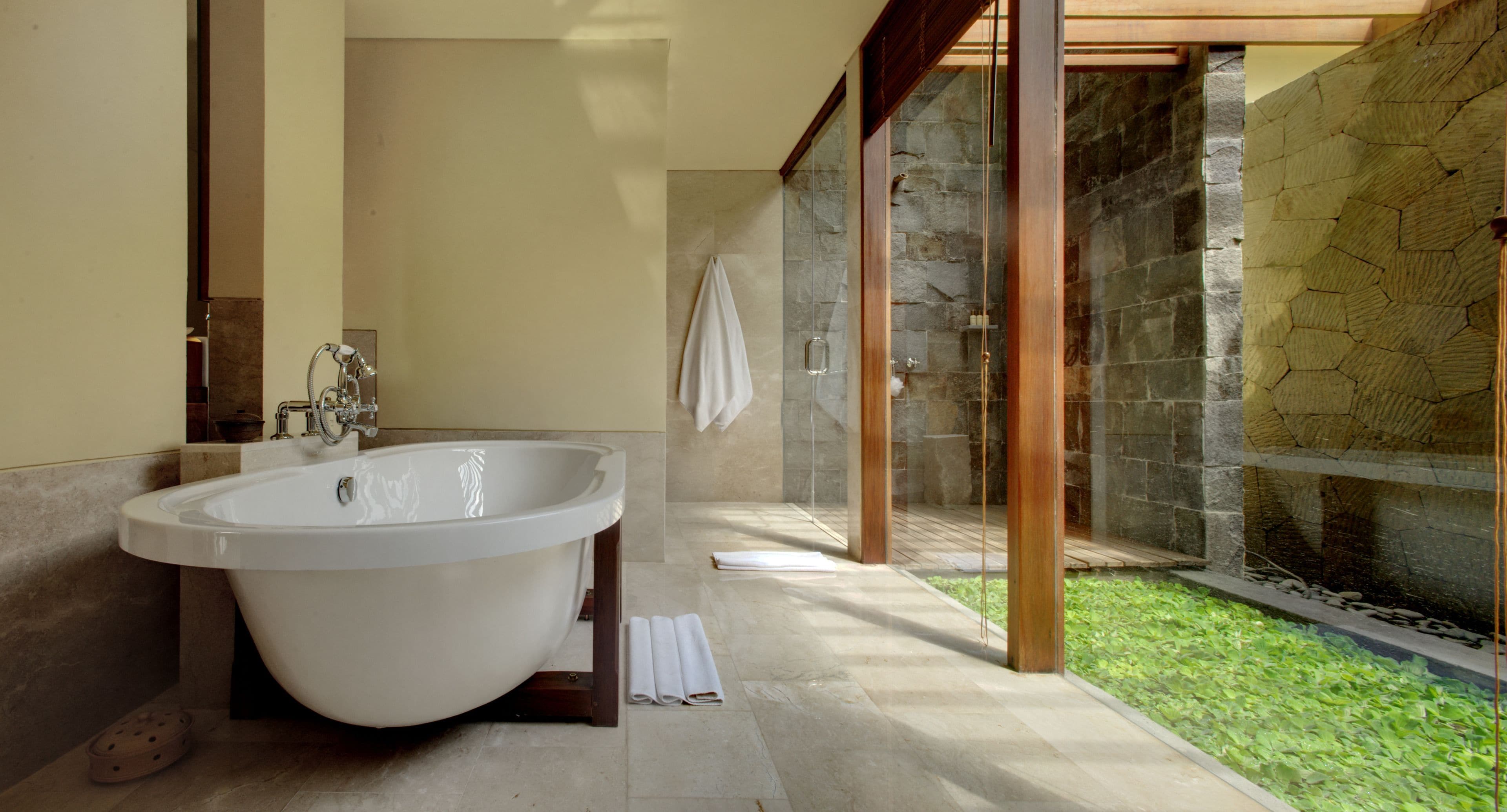 luxury villa, 2 bedrooms, private pool, valley view | bathroom | separate bathtub and shower, free toiletries, hair dryer, bathrobes