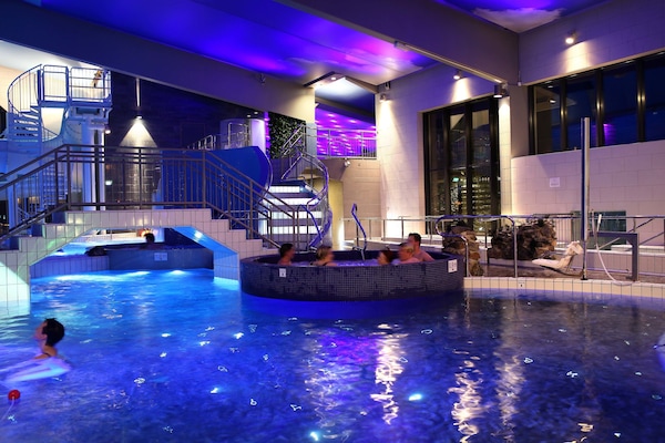 14 indoor pools, 3 outdoor pools