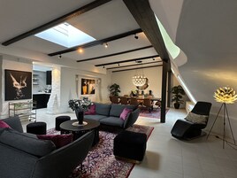 Penthouse Terrace Suite | Premium bedding, individually furnished, desk, laptop workspace