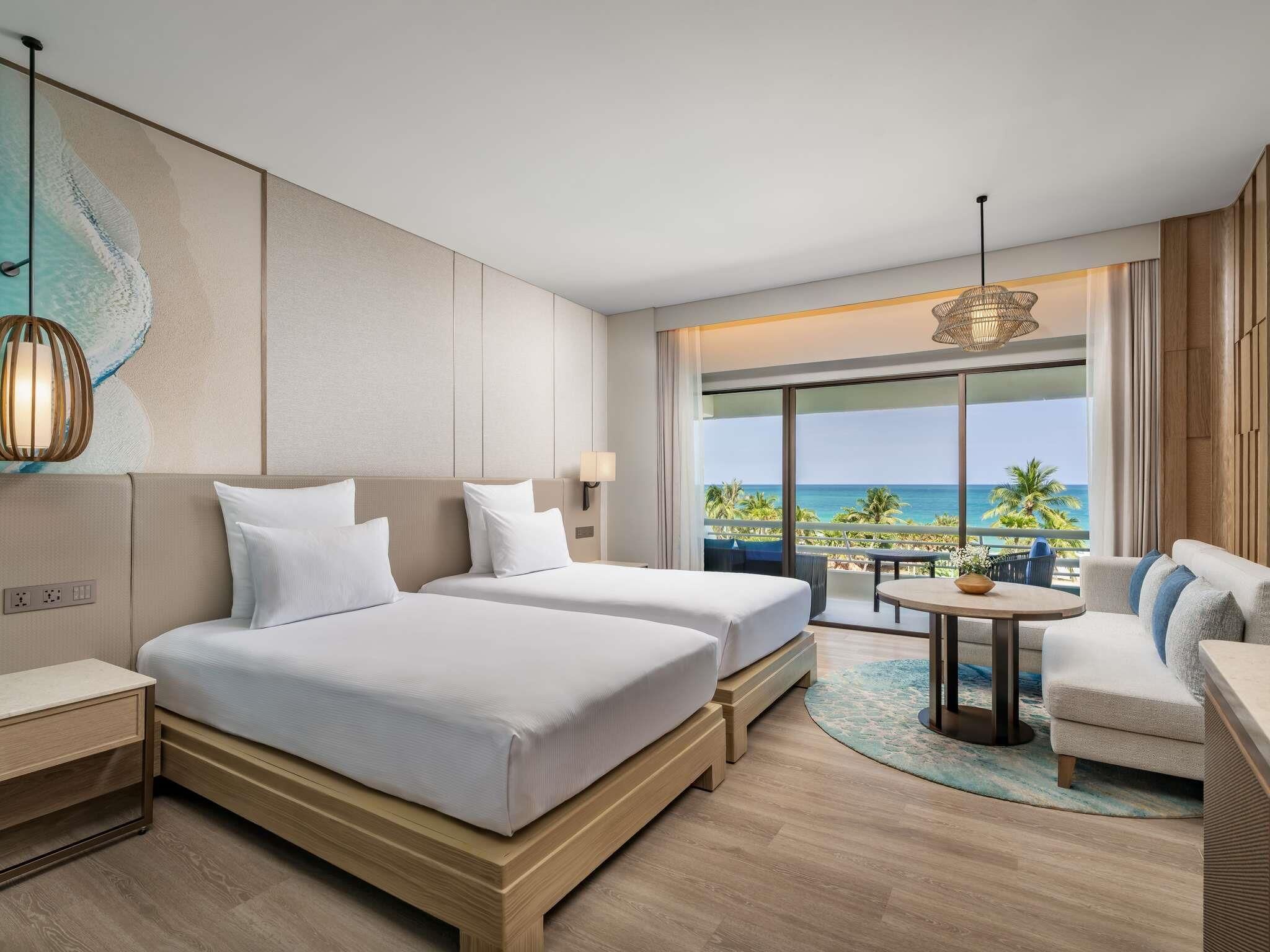 Deluxe-Zweibettzimmer, 2 Doppelbetten, Meerblick