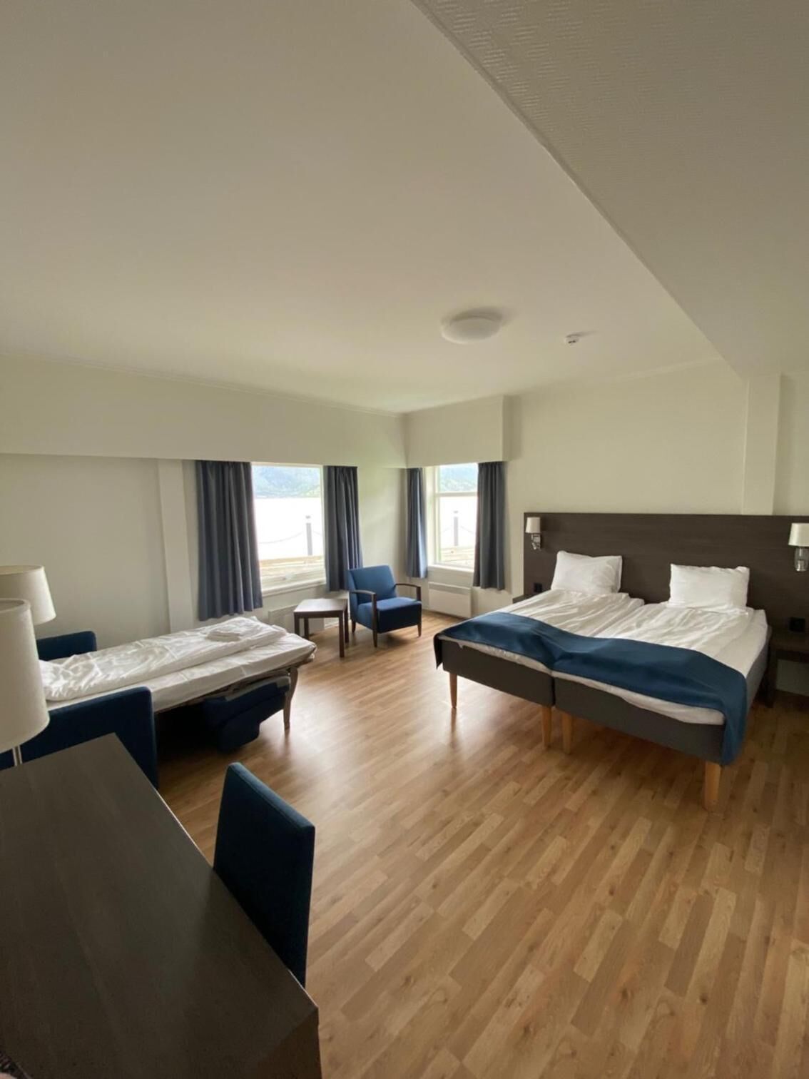 1 bedroom, desk, laptop workspace, blackout curtains