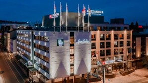 A hotel with a modern design, featuring multiple floors and a prominent sign for 'Alexandra'. - Original Sokos Hotel Alexandra (Jyväskylä)
