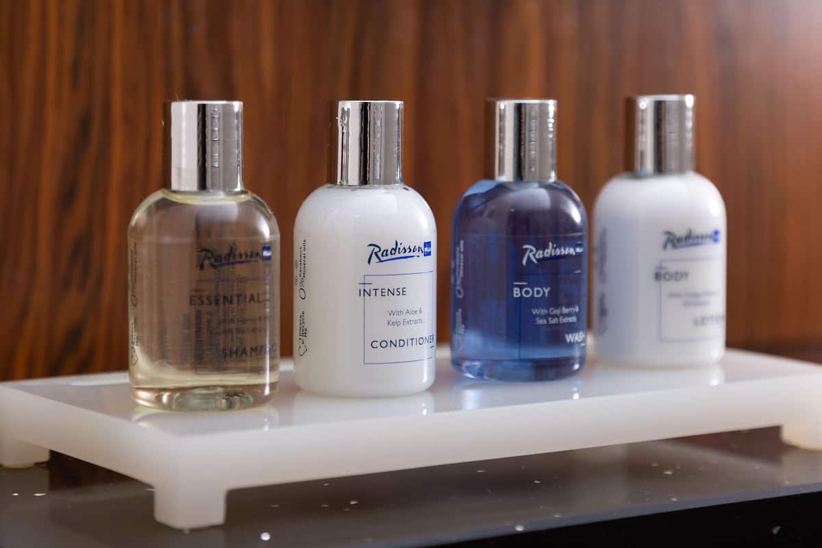 free toiletries, hair dryer, bidet, towels