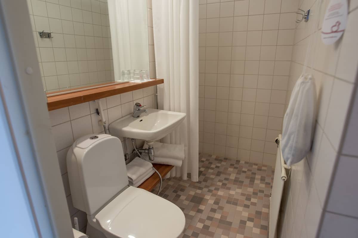 hair dryer, bidet, towels