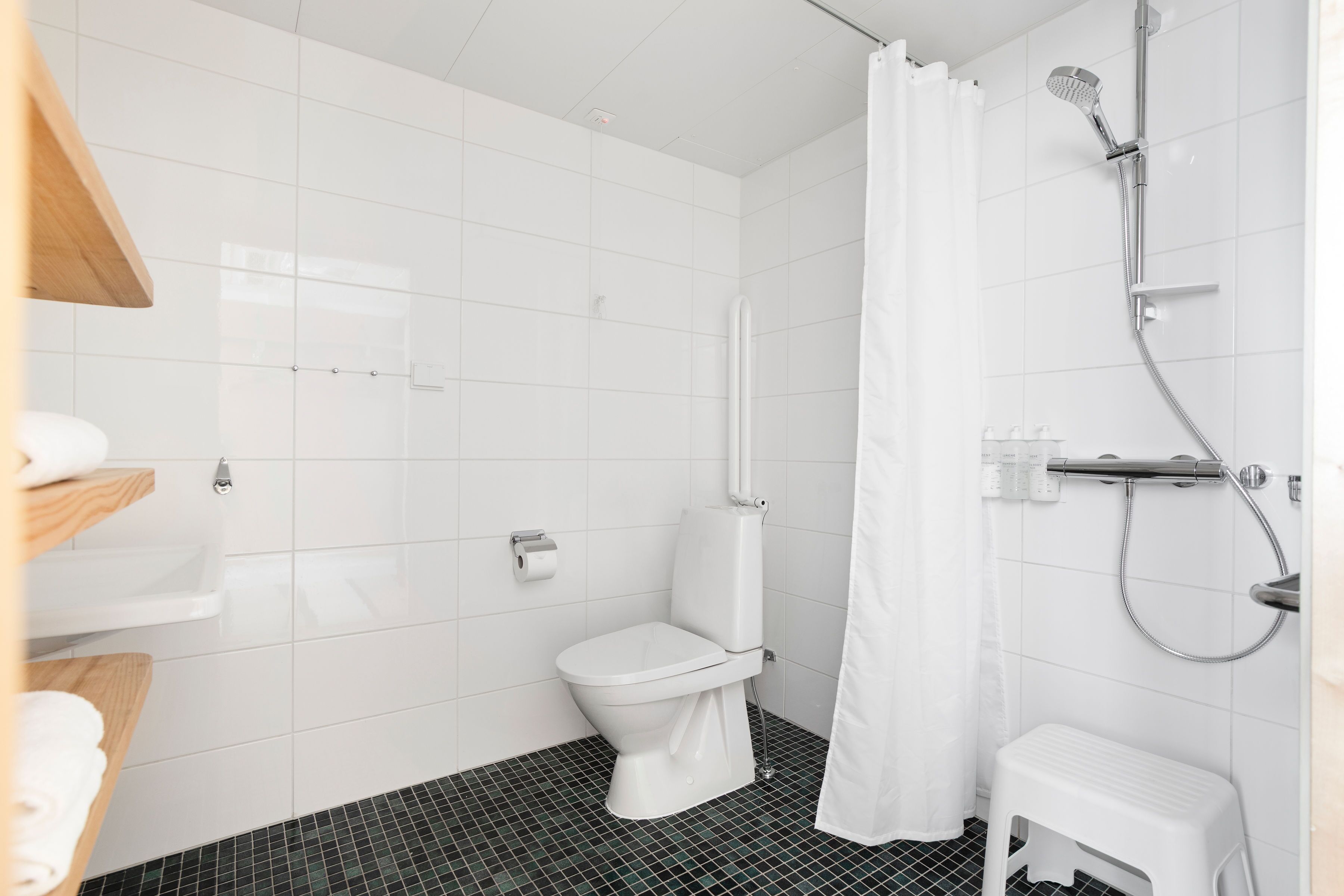 standard twin room, mobility accessible | bathroom | free toiletries, hair dryer, bidet, towels