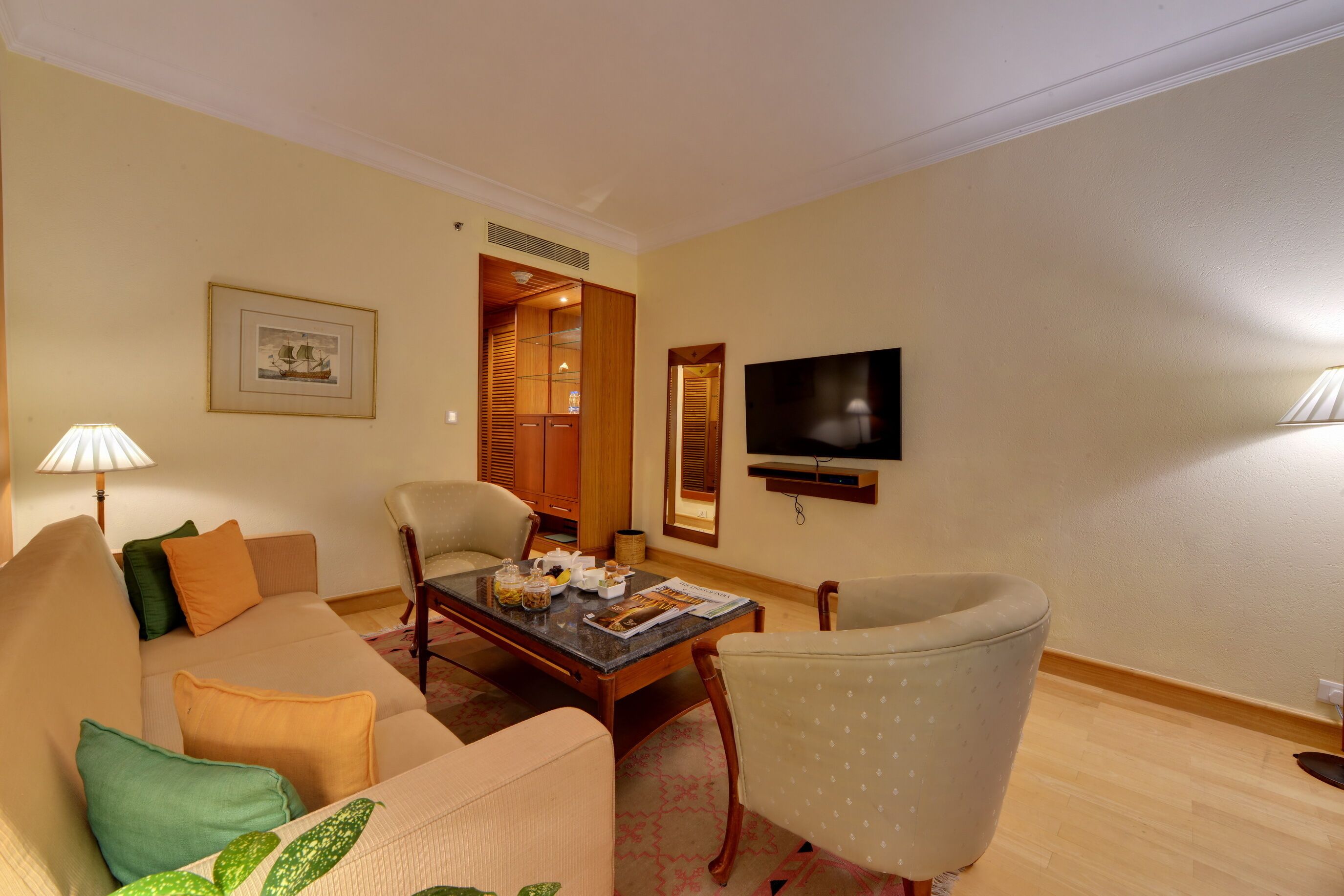 fern club suite | living area | led tv, pay films