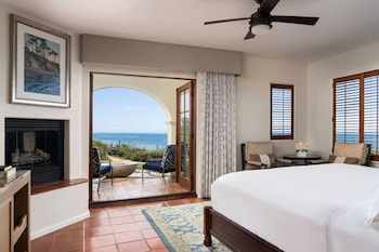 Room, 1 King Bed, Fireplace, Partial Ocean View | Frette Italian sheets, premium bedding, down comforters, pillowtop beds at The Ritz-Carlton Bacara, Santa Barbara