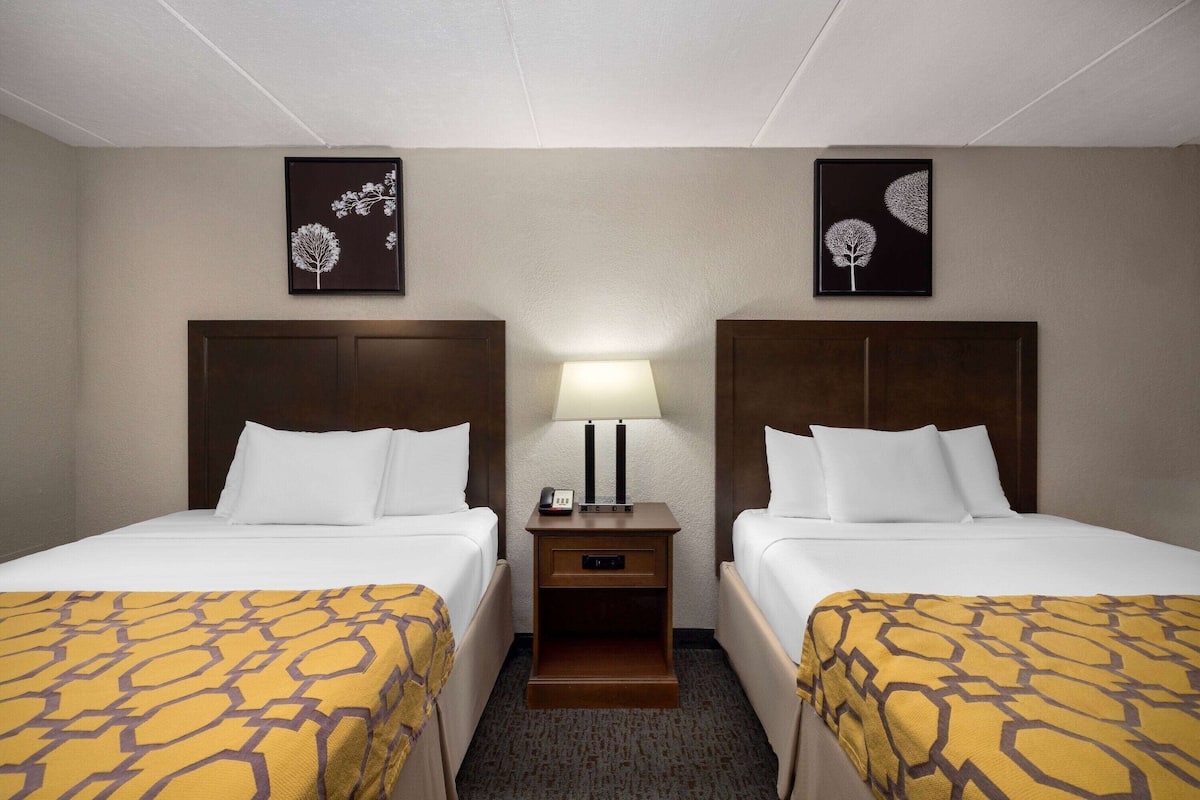 Room, 2 Queen Beds, Non Smoking | In-room safe, desk, blackout drapes, iron/ironing board