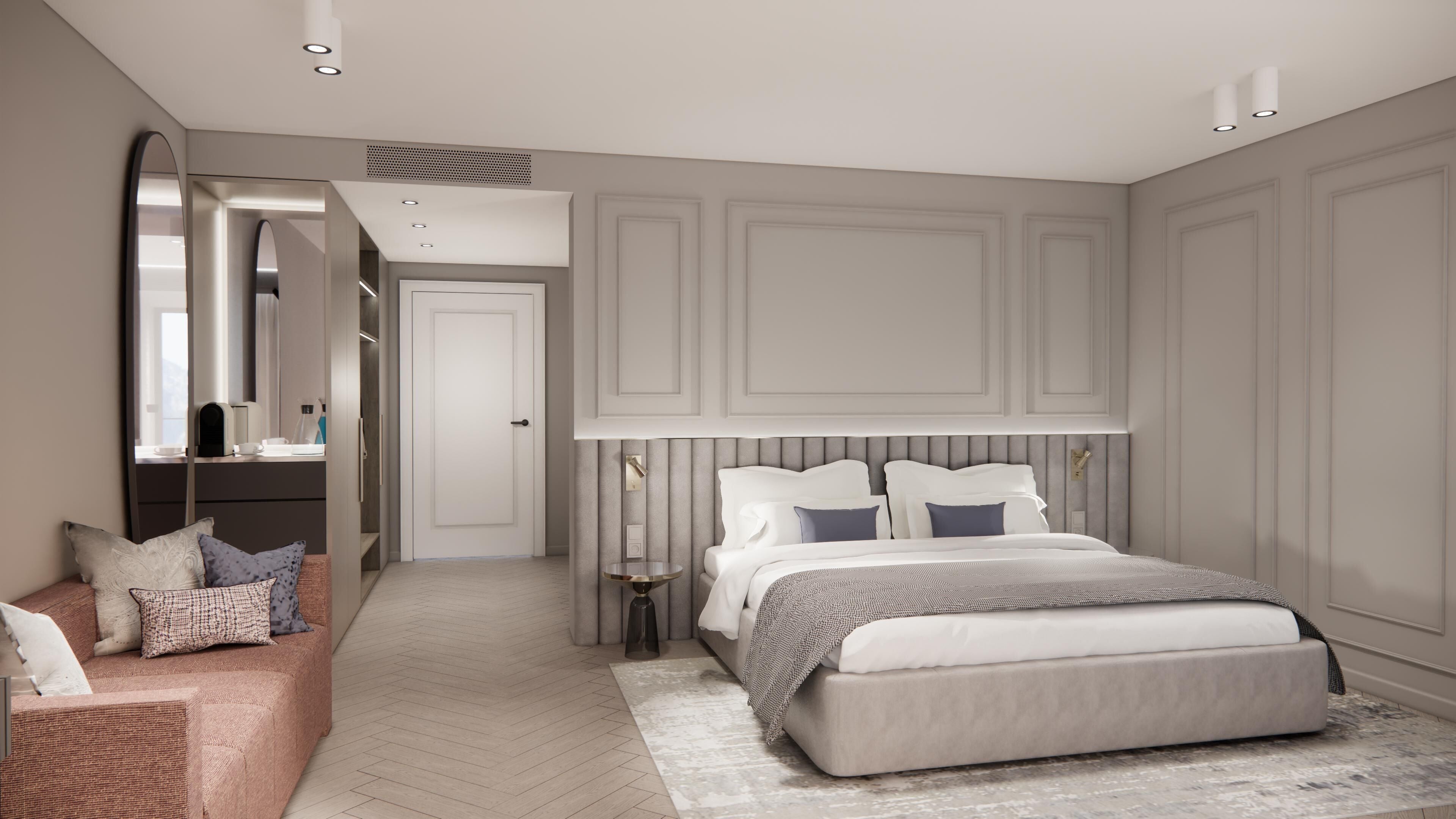 Hypo-allergenic bedding, minibar, in-room safe, desk