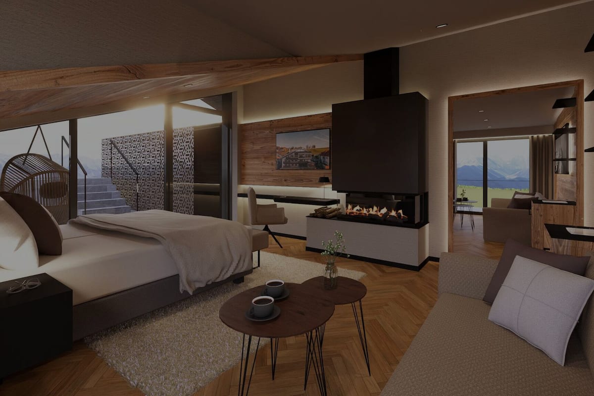 Luksusstudiosviitti, sauna, järvinäköala | Allergiatestatut vuodevaatteet, minibaari, tallelokero huoneessa