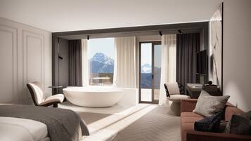 Deluxe Double Room, Lake View | Hypo-allergenic bedding, minibar, in-room safe, desk