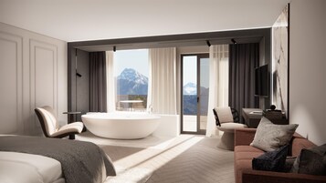 Chambre Double Deluxe, vue lac | Literie hypoallergénique, minibar, coffres-forts dans les chambres