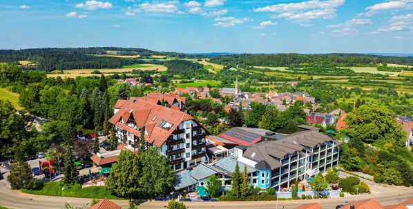 Panoramic views of the town's serene landscape surround this picturesque property.