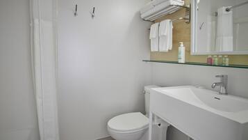 Eco-friendly toiletries, hair dryer, towels, soap