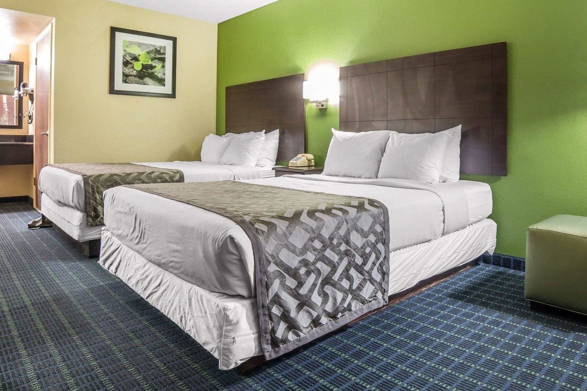 Standard Room, 2 Queen Beds, Non Smoking, Pool View | Cribs/infant beds, free WiFi, bed sheets, alarm clocks