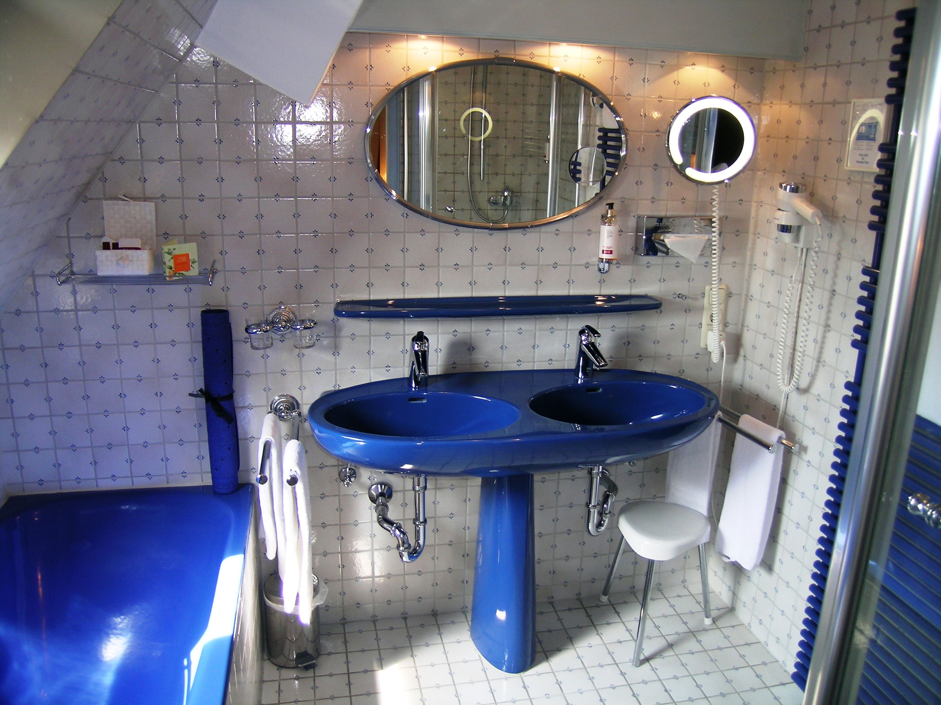 free toiletries, hair dryer, bathrobes, towels