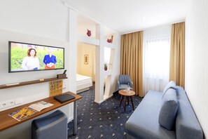 In-room safe, desk, laptop workspace, blackout drapes