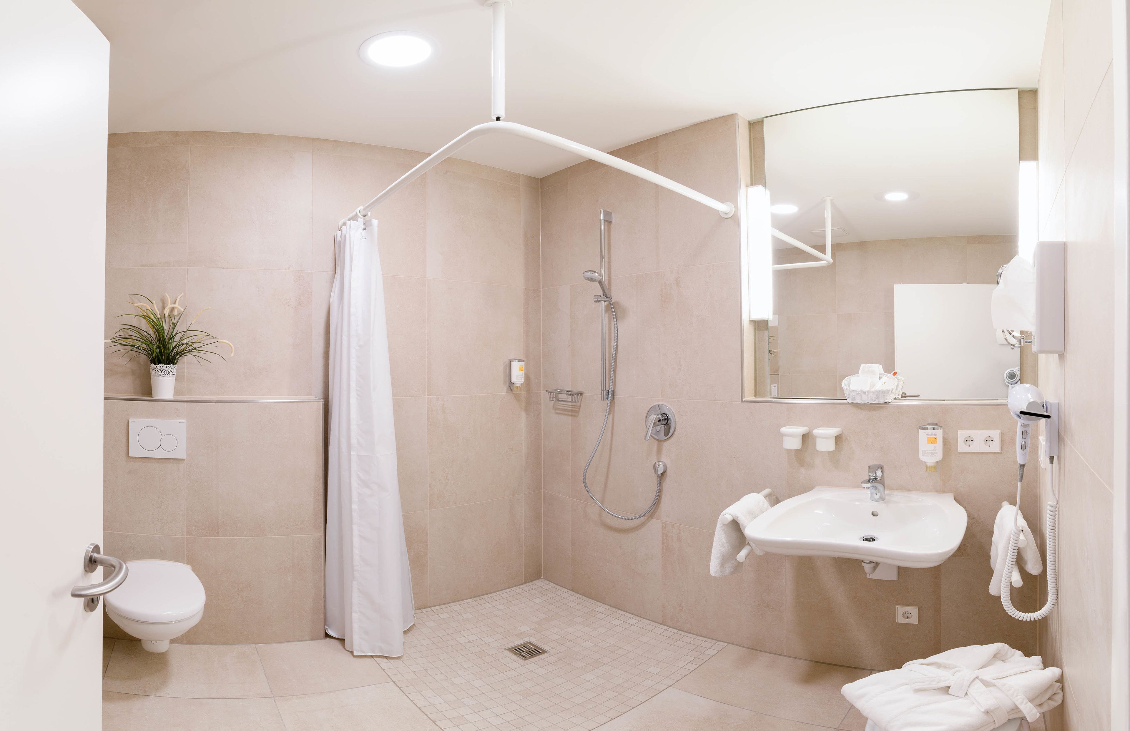 shower, free toiletries, hair dryer, bathrobes