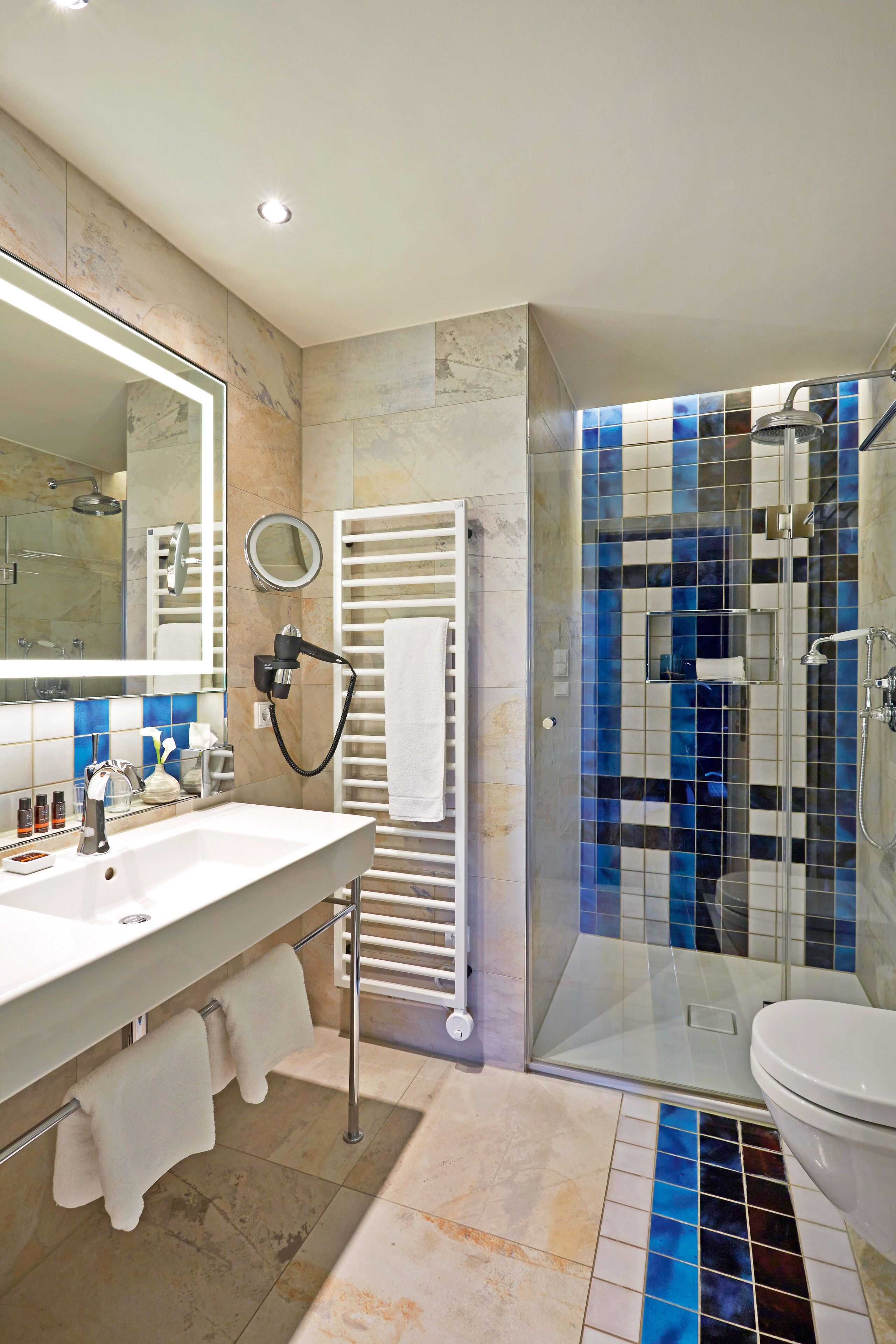 free toiletries, hair dryer, bathrobes, slippers