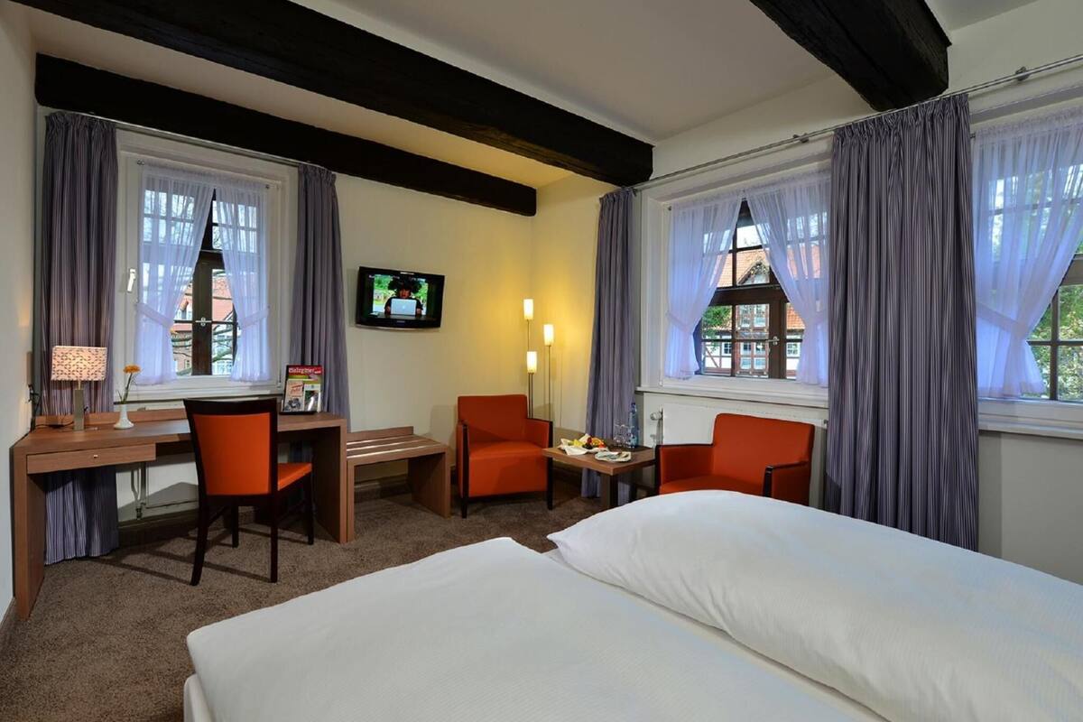 premium bedding, desk, iron/ironing board, free wifi