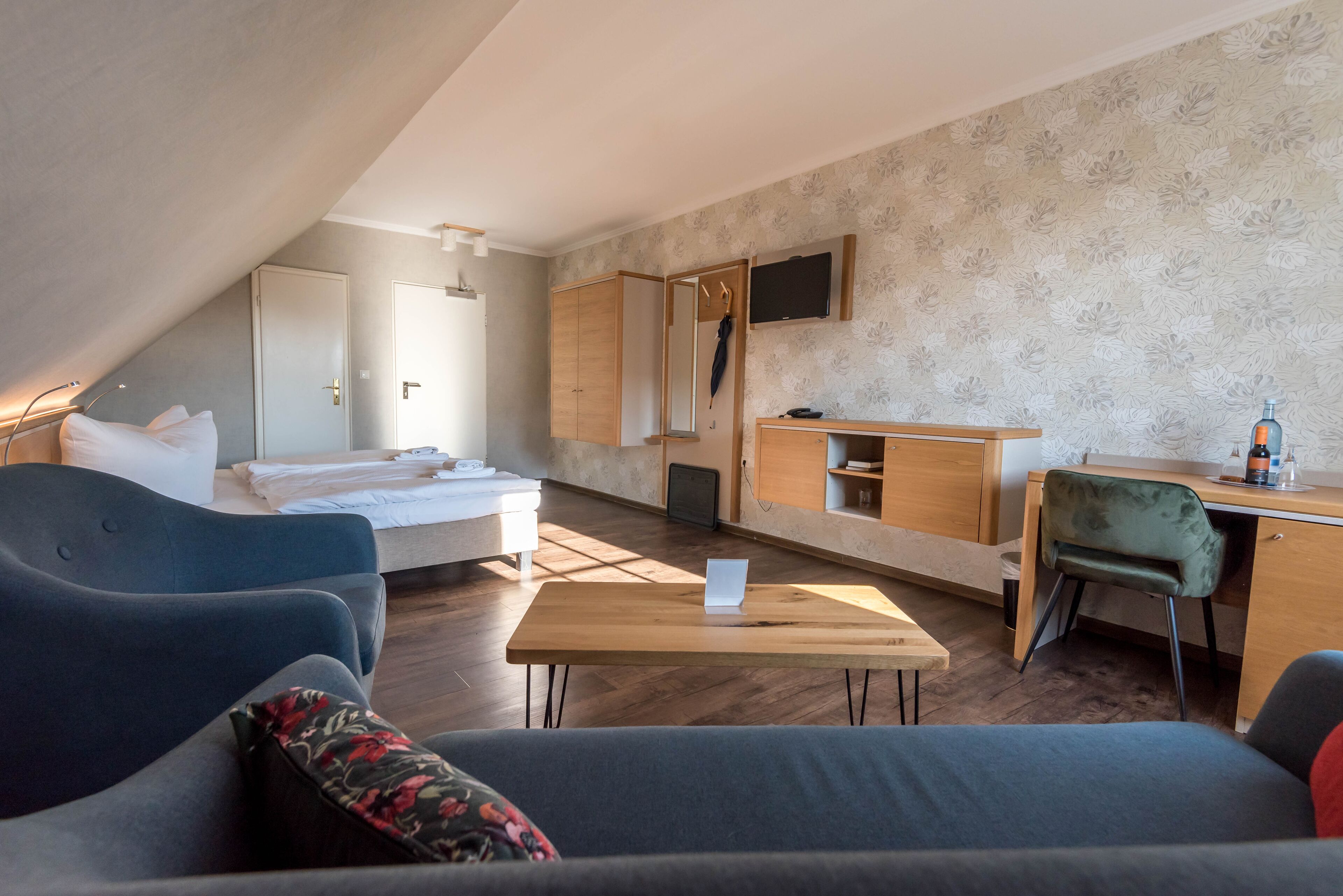 standard room | living area | tv, heated floors