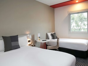 Hypo-allergenic bedding, desk, blackout curtains, soundproofing