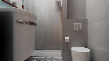 Een douche, een haardroger, handdoeken
