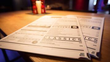 A menu with various food items and prices.