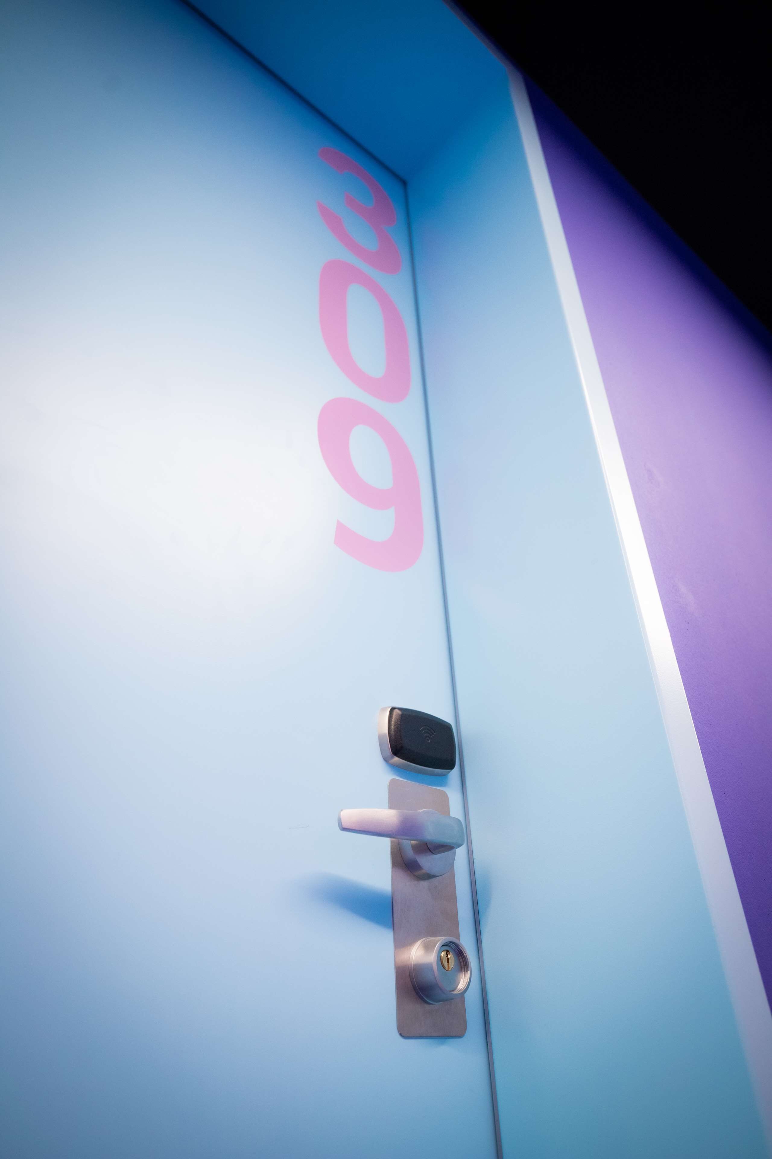 hypo-allergenic bedding, desk, laptop workspace, blackout curtains